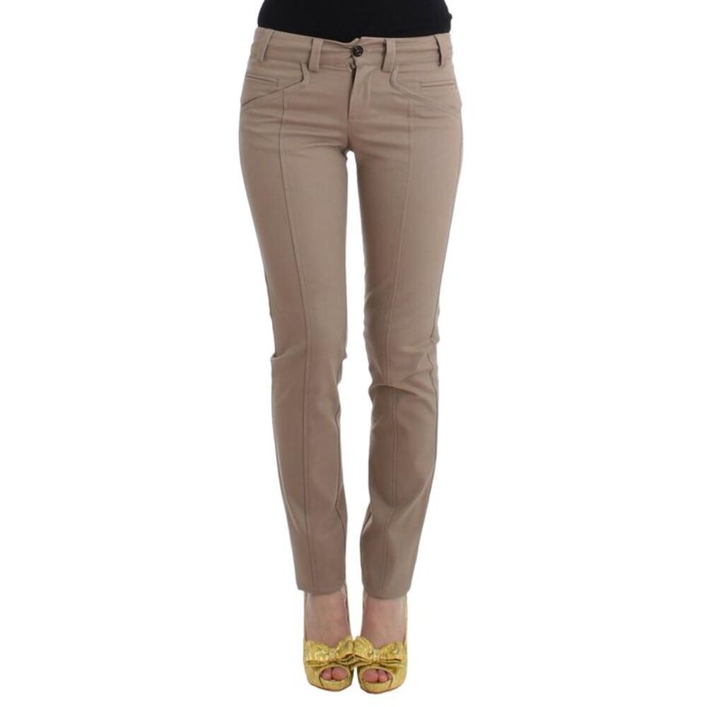 Cavalli Class Straight Leg Pants Women Beige Jeans & Pants